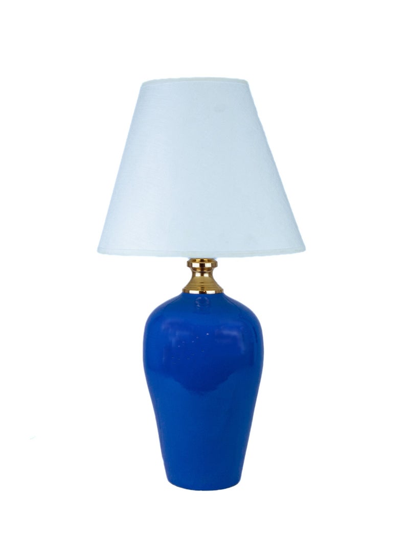 Roza lighting Blue Jar Table Lamp white lampshade - Image 1
