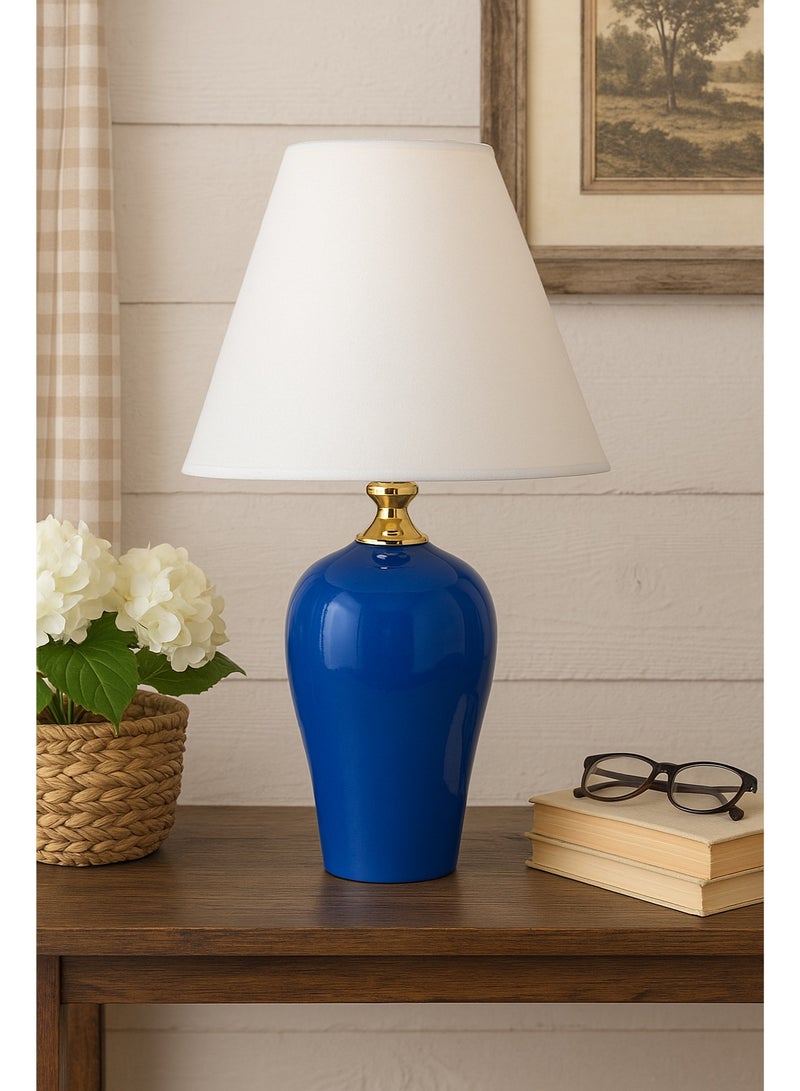 Roza lighting Blue Jar Table Lamp white lampshade - Image 4