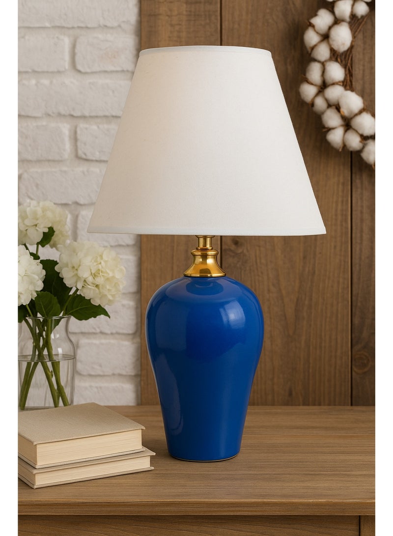 Roza lighting Blue Jar Table Lamp white lampshade - Image 3