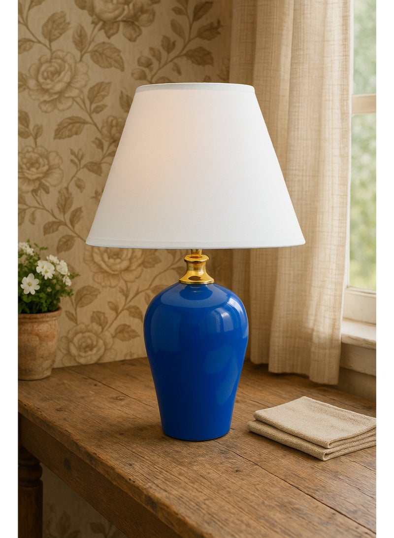 Roza lighting Blue Jar Table Lamp white lampshade - Image 2