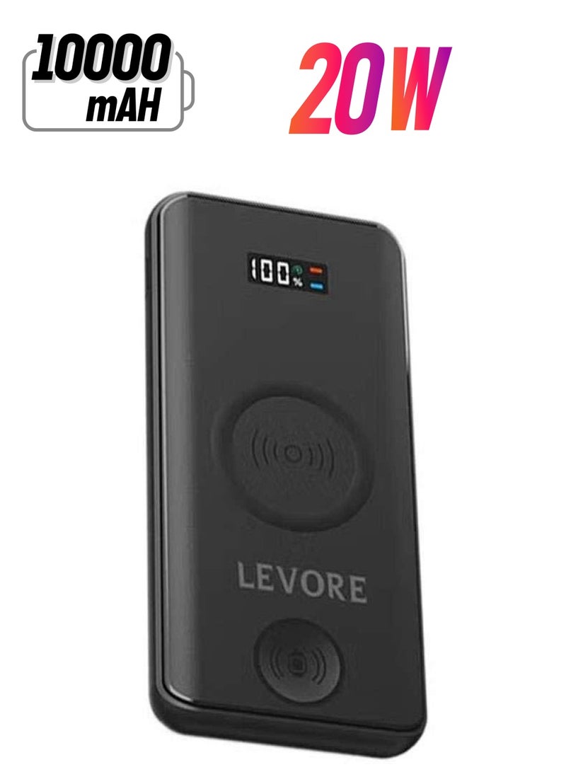 ليفور 3 في 1 شاحن لاسلكي PD 20W 10000mAh 3 Port Black LP431-BK - Image 1