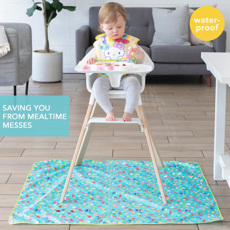 Bumkins Baby Splat Mat for Under High Chair, Babies Toddlers Eating Mess Mat, Waterproof Reusable Cloth for Arts and Crafts, Playtime for Kids, Floors or Tables, Fabric 42inx42in, Sanrio Hello Kitty - Image 2