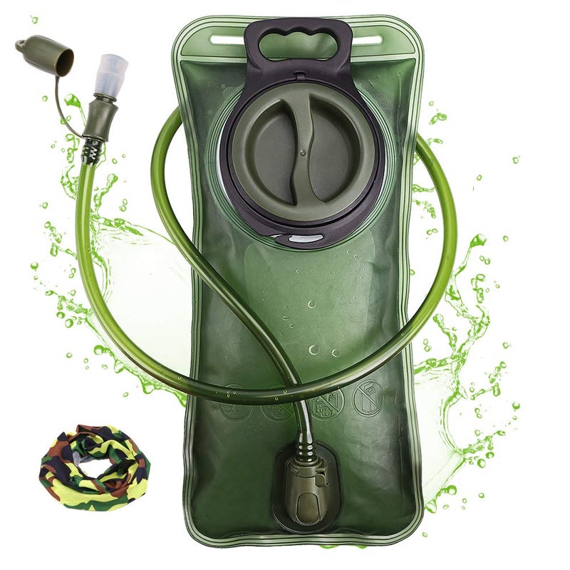 CHERAINTI Hydration Bladder, 1.5L Water Bladder for Hiking Backpack, BPA-Free Leak Proof Water Reservoir Storage Bag, Water Pouch Hydration Pack Replacement for Camping Cycling Running, Military Green - Image 1