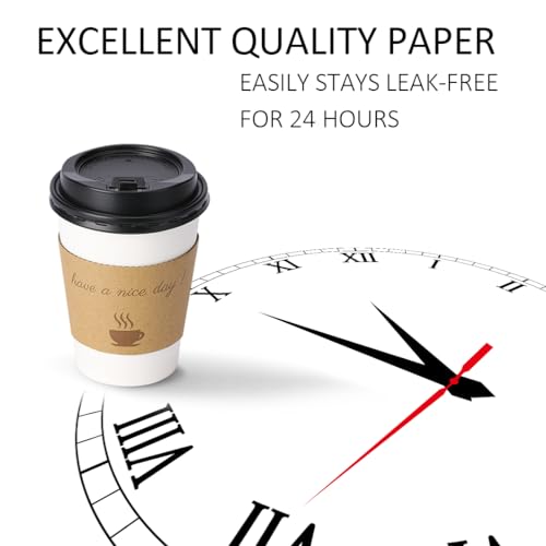 BYSNOW 100 pack 12 oz Disposable Thickened Coffee Cups with Lids, Scald Resistant Hot Cup with Sleeve and Straw, To Go Coffee Cups for Home, Office, Cafes and Party (White 12oz) - Image 3