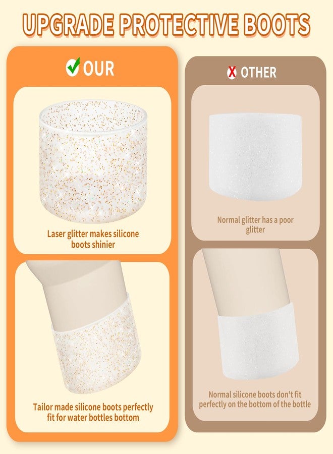WUQID Protective Bling Silicone Boot, Compatible with Stanley Tumbler 20-40oz & Hydro Flask Water Bottle 12-24oz and More Bottles/Tumblers Bottom of 2.83-2.95in, Glitter Reduces Dents Sleeve Cover - Image 3