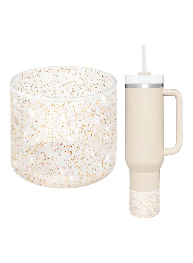 WUQID Protective Bling Silicone Boot, Compatible with Stanley Tumbler 20-40oz & Hydro Flask Water Bottle 12-24oz and More Bottles/Tumblers Bottom of 2.83-2.95in, Glitter Reduces Dents Sleeve Cover - Image 1