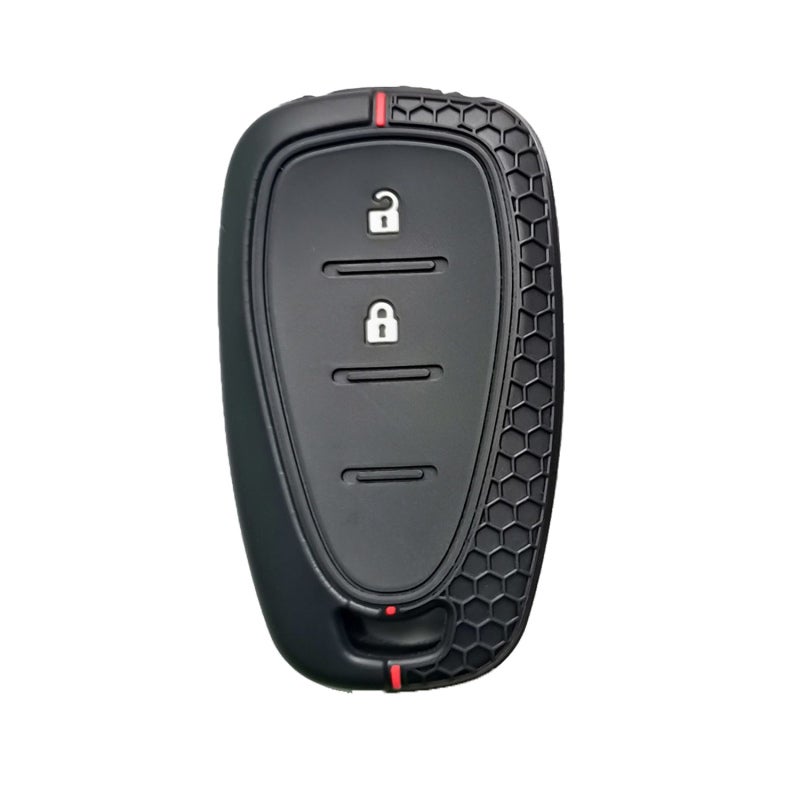 Silicone Car Key Cover: 2-Key Black - Perfect Fit Protective Case with Anti-Slip Texture for Chevrolet Onix Equino Orlando Cruze Spark Sonic Camaro Volt Bolt Trax Malibu Blazer Traverse - Image 1