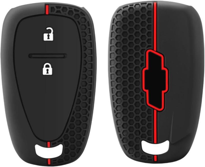 Silicone Car Key Cover: 2-Key Black - Perfect Fit Protective Case with Anti-Slip Texture for Chevrolet Onix Equino Orlando Cruze Spark Sonic Camaro Volt Bolt Trax Malibu Blazer Traverse - Image 4