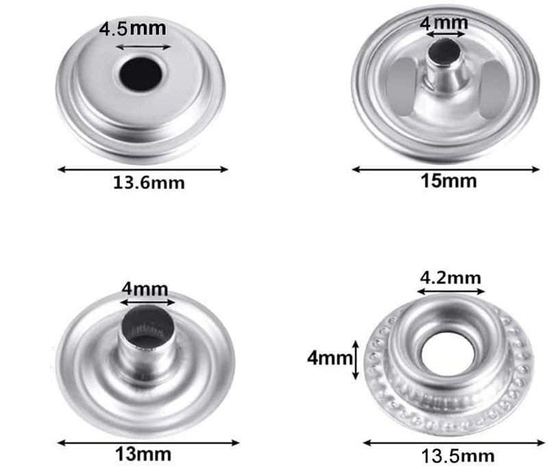 BetterJonny 240 Pieces Stainless Steel Snap Fastener, BetterJonny 15mm Heavy Duty Snap Button Press Stud Cap for Jeans Fabric Jackets Clothes Bag Leather DIY Craft - Image 2