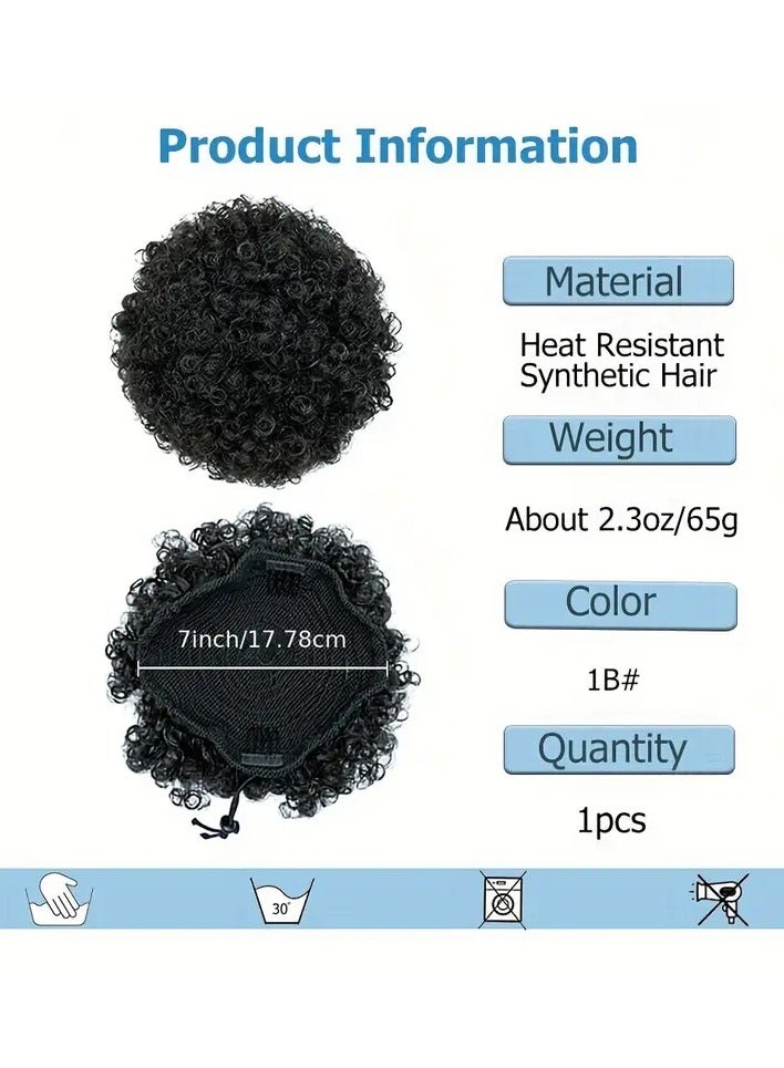 Ucanbe Women's Afro Puff Drawstring Ponytail | Synthetic Kinky Curly Bun Hairpiece | Basics Style Updo Extensions for African Ethnicities | Secure 4-Tooth Clips & Adjustable Strap | Breathable Mesh Net  - Image 3