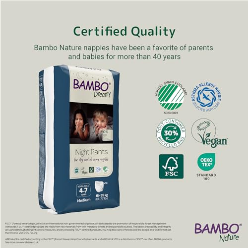 Bambo Nature Dreamy Night Pants - Ultra Flexible Waistband, Ultra Absorbent Core Keeps Child And Bed Dry All Night, Pull Up Diaper, Soft, Breathable, All Round Protection, Kids 4-7, 15-35kg, 10 Count - Image 2