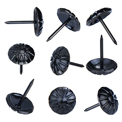Homdire Upholstery Tacks for Furniture, 5/8 inch Black Upholstery Nails Decorative Tacks,100PCS Heavy Duty Furniture Tacks for Upholstery, Daisy Sofa Furniture Nails for Wood - Image 1