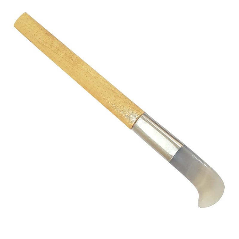 LUXURO Agate Burnisher Set of 1 Shape- Hockey Style with Wooden Handle for Burnishing & Bezel Setting in Metal Clay, Gold/Silver Foil or Keum-Boo Application, Crafts DIY - Image 1