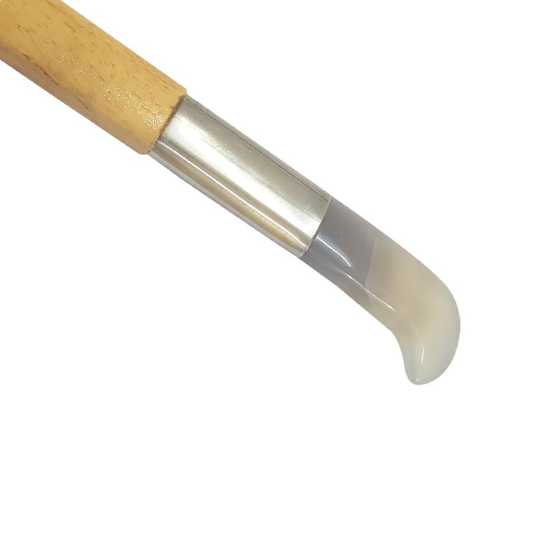 LUXURO Agate Burnisher Set of 1 Shape- Hockey Style with Wooden Handle for Burnishing & Bezel Setting in Metal Clay, Gold/Silver Foil or Keum-Boo Application, Crafts DIY - Image 4