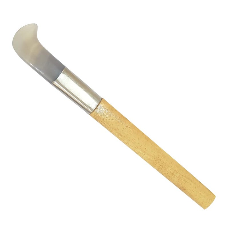 LUXURO Agate Burnisher Set of 1 Shape- Hockey Style with Wooden Handle for Burnishing & Bezel Setting in Metal Clay, Gold/Silver Foil or Keum-Boo Application, Crafts DIY - Image 2