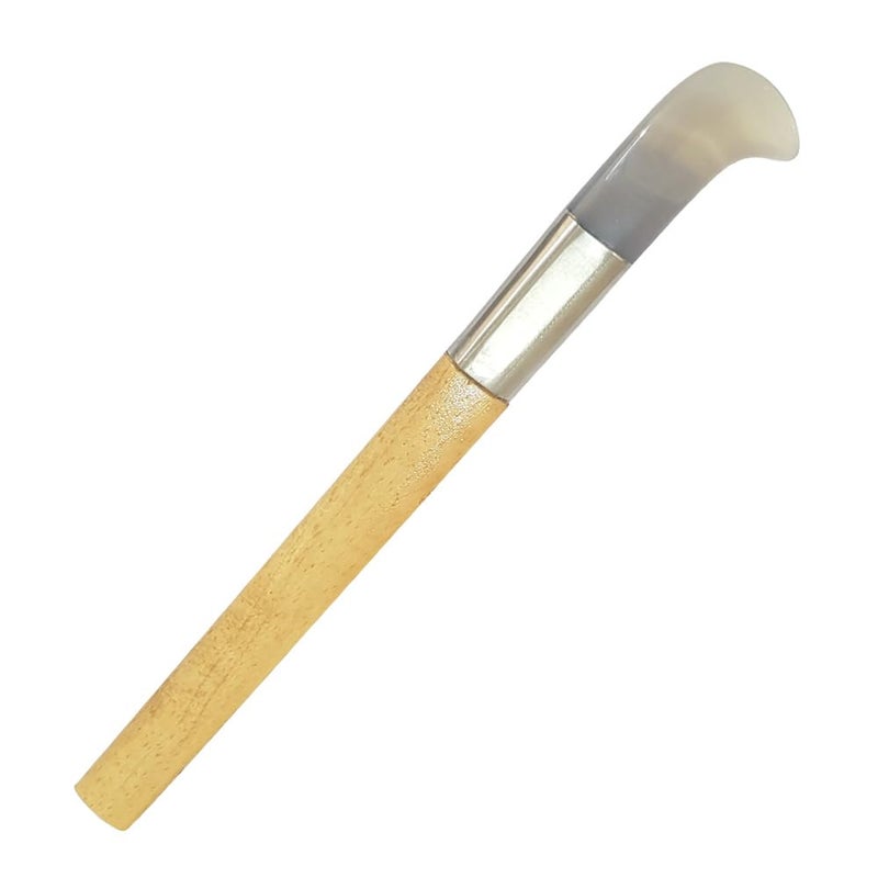 LUXURO Agate Burnisher Set of 1 Shape- Hockey Style with Wooden Handle for Burnishing & Bezel Setting in Metal Clay, Gold/Silver Foil or Keum-Boo Application, Crafts DIY - Image 3