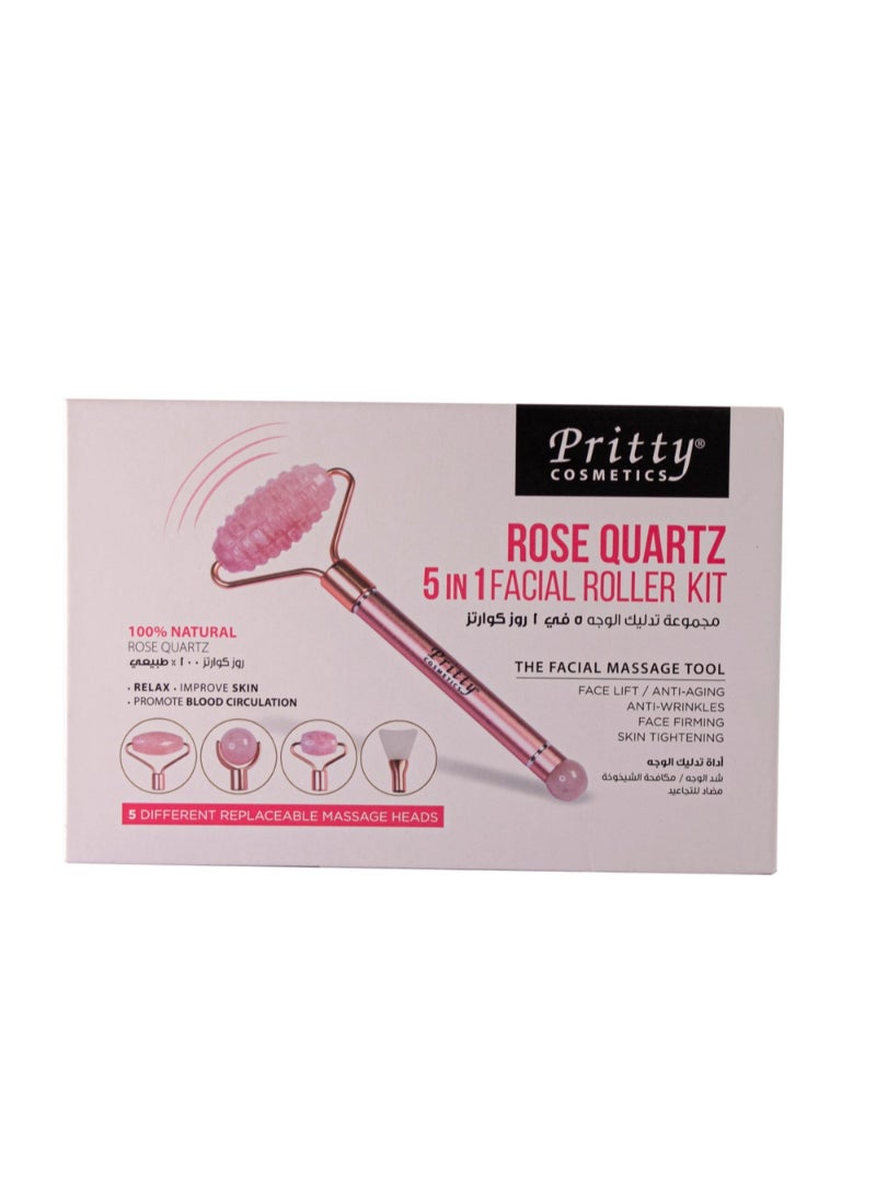 Pritty Face Roller Kit Rose Quartz 5 In 1