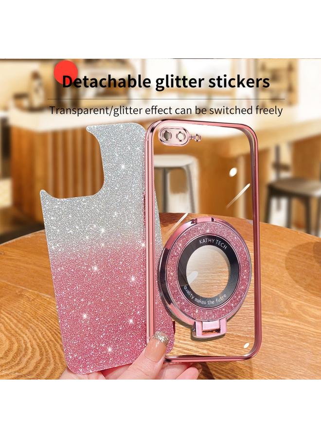 اس-توب جراب لهاتف iPhone 7 Plus / 8 Plus، جراب دائري من مادة TPU بحامل لامع متدرج مطلي - Image 4