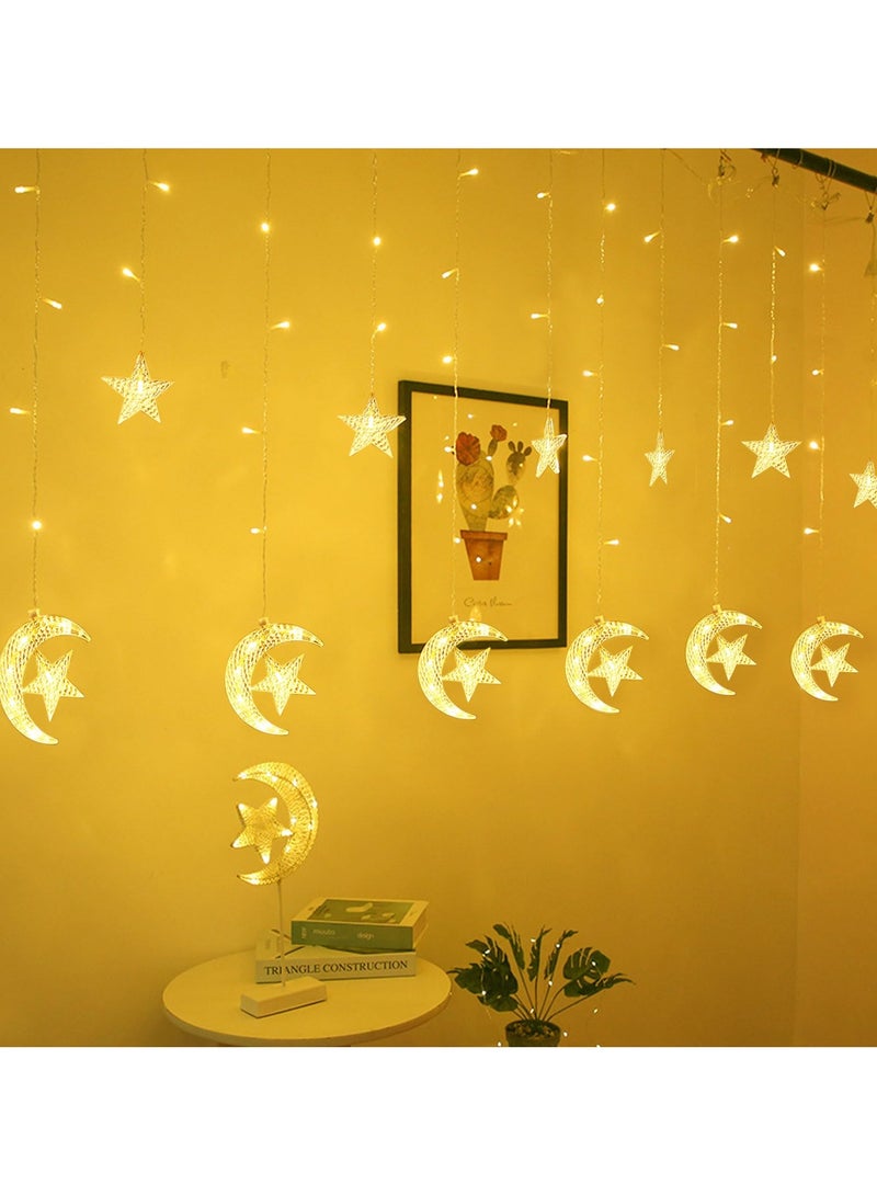 Ramadan Decorations Lights 3.5 M Decorative Starry String Curtain Ramadan Lights Moons and Stars LED Night Light for Ramadan Home Decoration - Image 1