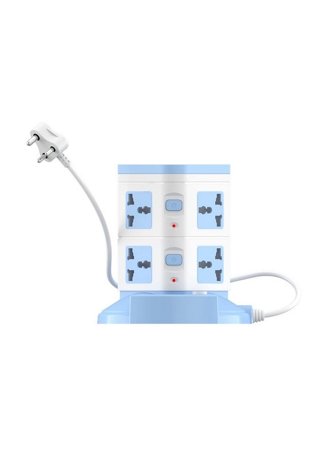 Portronics Power Plate 9 with 3 USB Ports + 8 Power Sockets Power Converter, 2500W Power Output, 2.1A USB Charging Port, 3M Cord Length(Blue) - Image 1