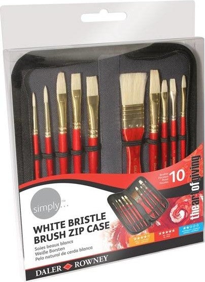 White Bristle Bag Brush Set 10 Pieces
