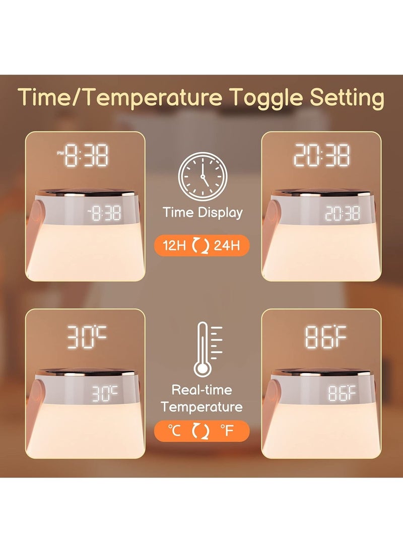 Captaintech Night Light Dimmable Bedside Table Lamp with Alarm Clock Time and Temperature Display, Timing and Remote Control for Bedroom Sleep Aid Kids Room Baby Nursery or Mood Light  - Image 2
