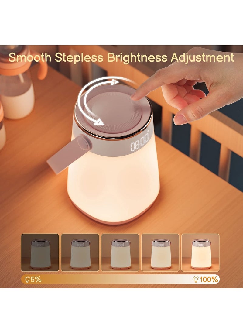 Captaintech Night Light Dimmable Bedside Table Lamp with Alarm Clock Time and Temperature Display, Timing and Remote Control for Bedroom Sleep Aid Kids Room Baby Nursery or Mood Light  - Image 4