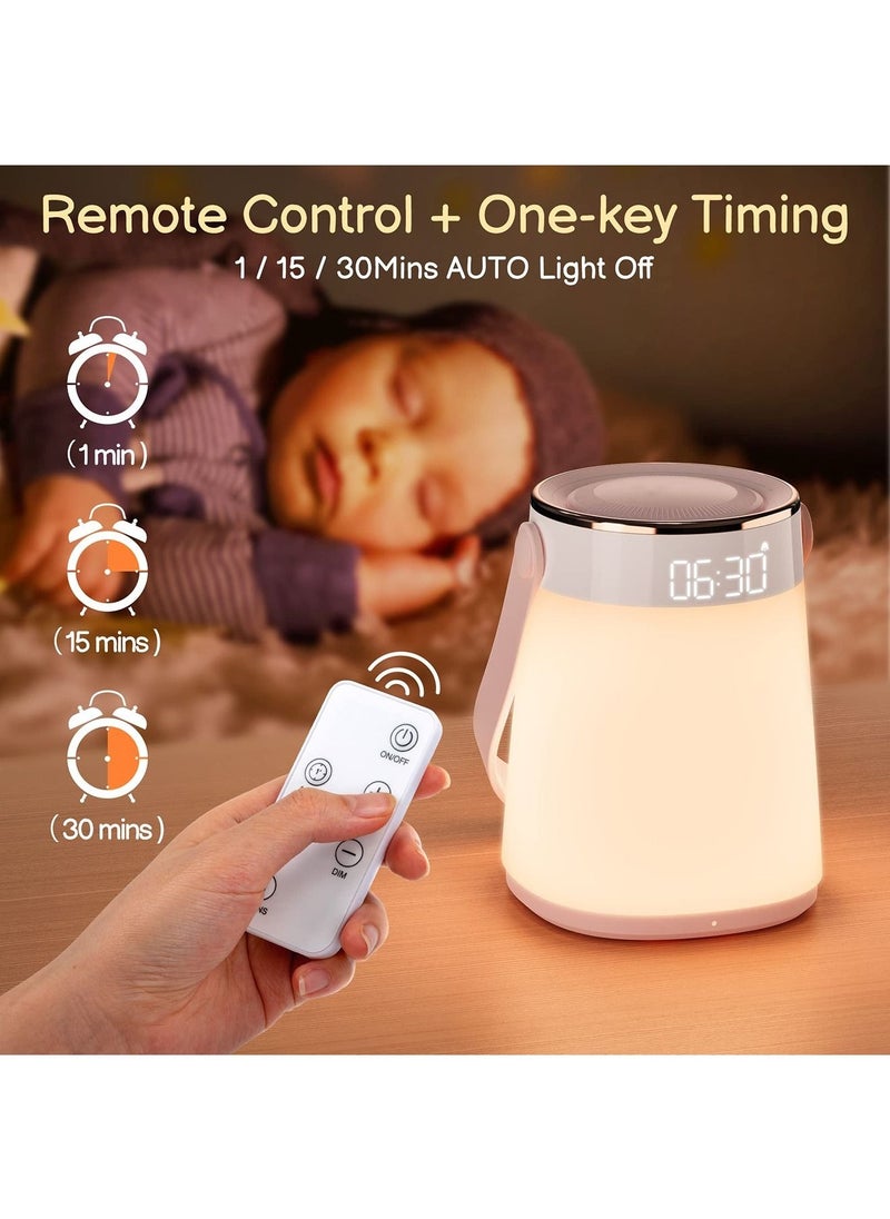 Captaintech Night Light Dimmable Bedside Table Lamp with Alarm Clock Time and Temperature Display, Timing and Remote Control for Bedroom Sleep Aid Kids Room Baby Nursery or Mood Light  - Image 5