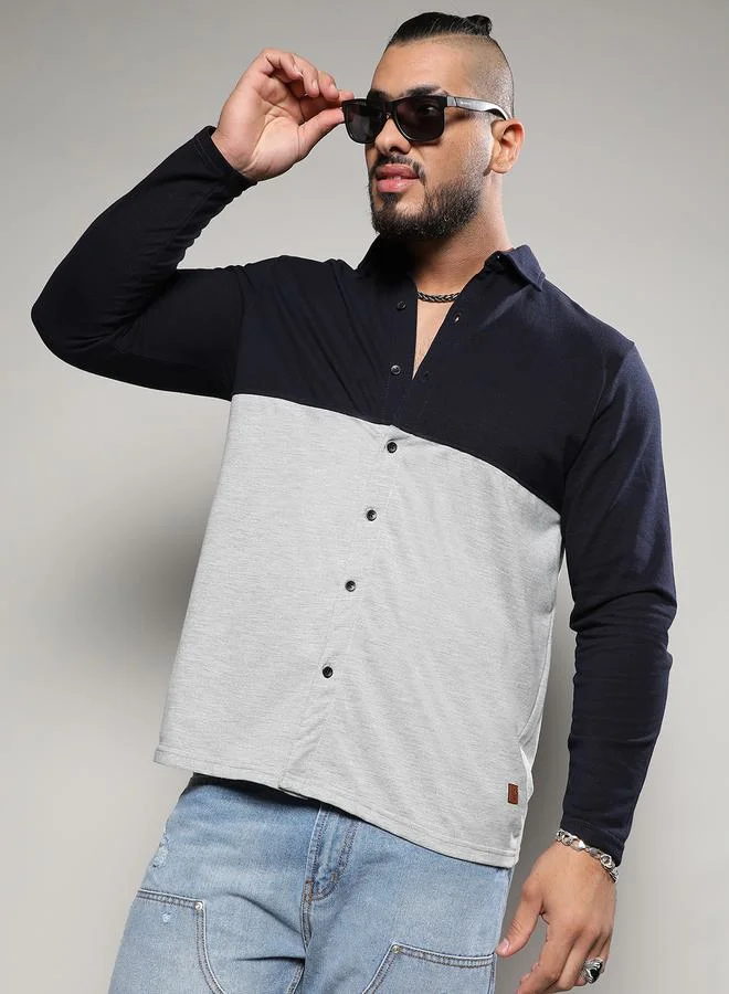Instafab Plus Plus Colorblock Regular Fit Casual Shirt by Styli