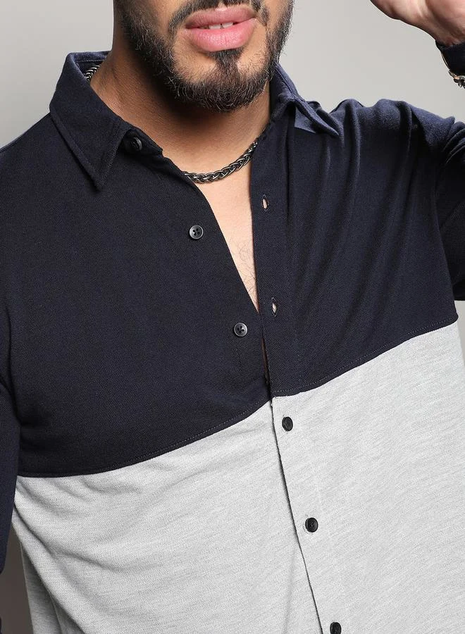 Instafab Plus Plus Colorblock Regular Fit Casual Shirt by Styli