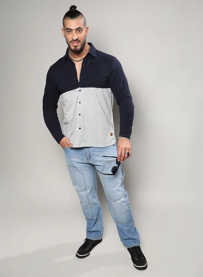 Instafab Plus Plus Colorblock Regular Fit Casual Shirt by Styli