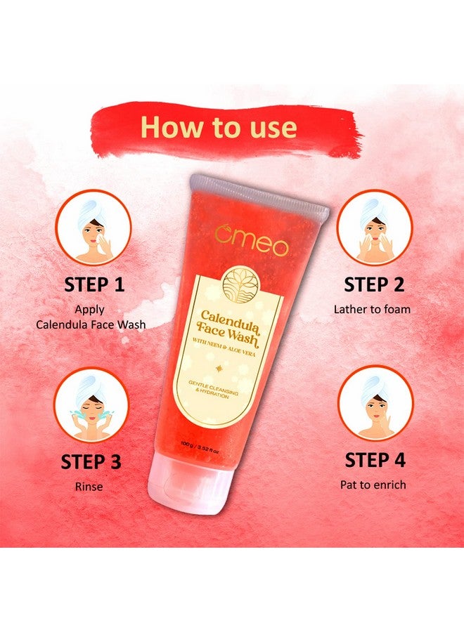 Omeo Calendula Face Wash - 100gm with Natural Extracts of Calendula, Aloe Vera & Neem for Oily Skin, Anti Acne and Daily Gentle Wash for Men & Women - Image 4