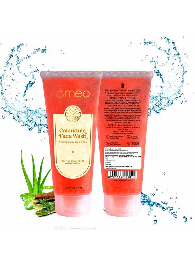 Omeo Calendula Face Wash - 100gm with Natural Extracts of Calendula, Aloe Vera & Neem for Oily Skin, Anti Acne and Daily Gentle Wash for Men & Women - Image 2
