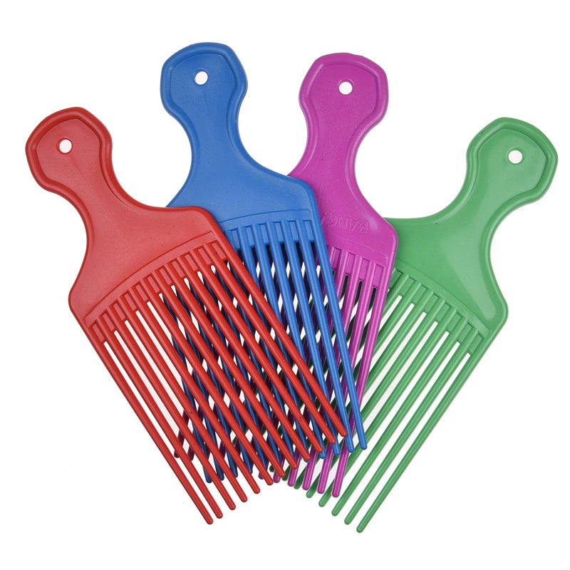 Kare Kind Kare & Kind Hair Pick Comb Set - 4 pcs - For Curly, Wavy, Afro Styling and Detangling - Smooth, Gentle Comb for Men, Women - Gift Set in Green, Blue, Purple, and Red - Image 4