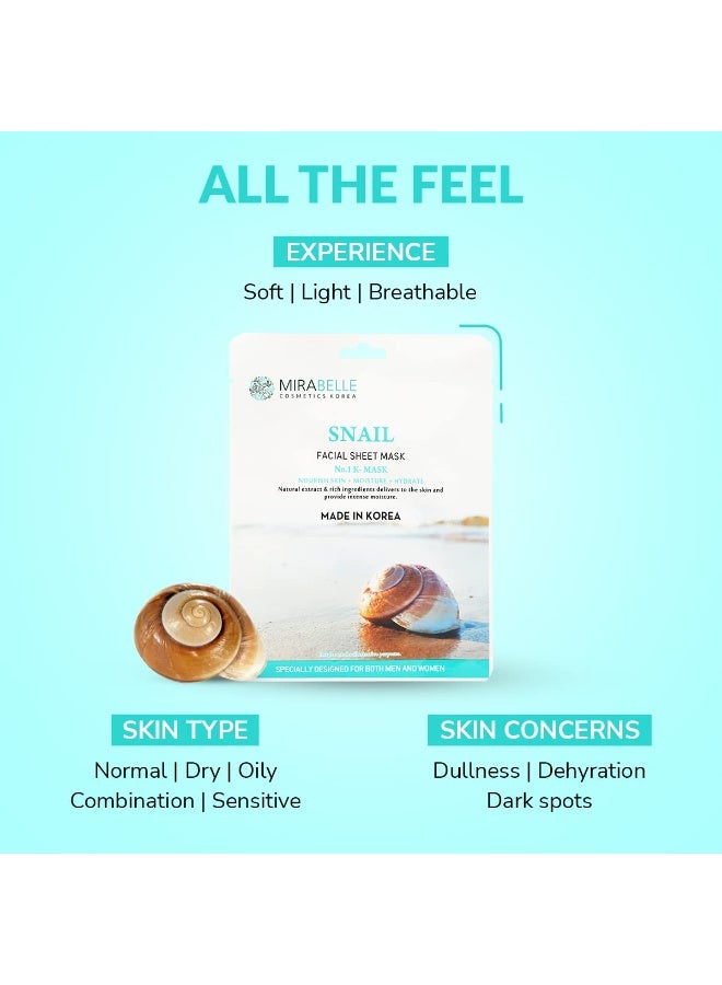 Mirabelle Snail Korean Face Sheet Mask For Hydration | Anti - Aging | (Pack of 2) - Image 4