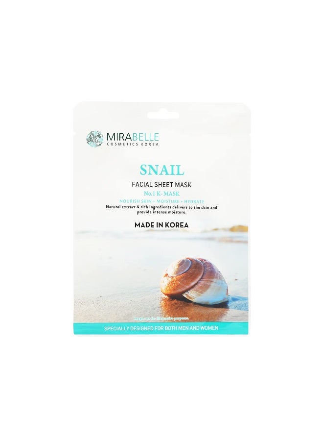 Mirabelle Snail Korean Face Sheet Mask For Hydration | Anti - Aging | (Pack of 2) - Image 1