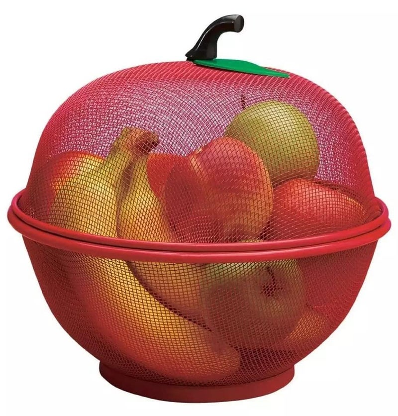 Cheet enterprise Apple Shape Net Fruits Basket for Kitchen (Large Size 28.5 Cm) (Red), 1 Kilogram - Image 1