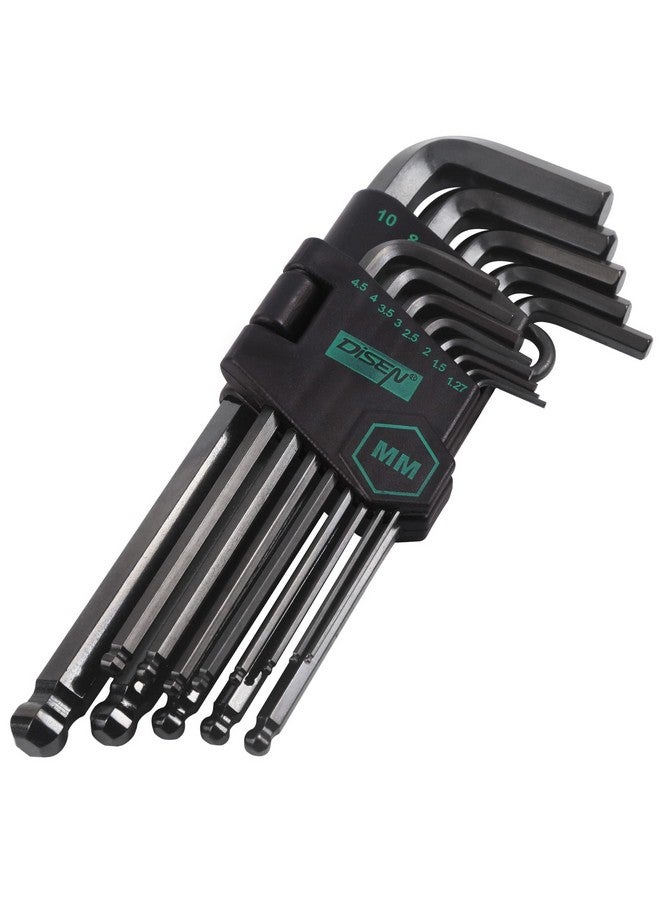 DISEN 13 Pieces Hex Key Allen Wrench Set Metric Size with Ball End, 1.27-10 MM, Long Arm Ball Design, Chrome Vanadium Steel - Image 1