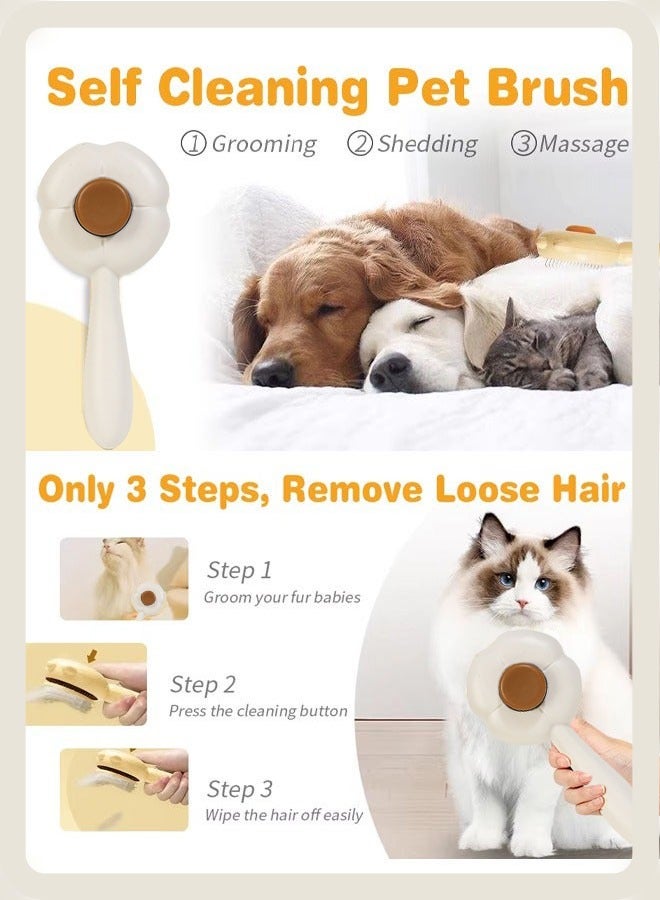 Pet Cat Brush for Shedding and Grooming, Dog Hair Removal Brush, Cat Grooming Brush, Pet Hair Cleaner Brush, Pet Hair Cleaner Brush Self Cleaning, Pet Hair Remover, Sunflower Shape, Brush Hair Removal Button - Image 4