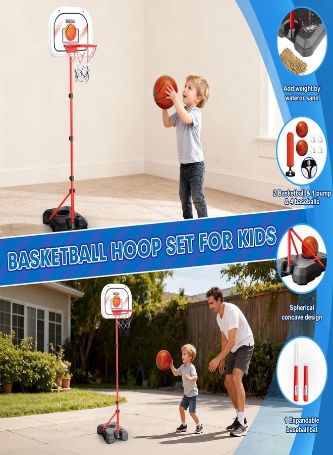 ShyLizard 3-In-1 Kids Basketball Hoop and T Ball Set for Age 3-5 6-8, Adjustable Toddler Basketball Hoop, Hanging Tee Ball for Outdoor, Birthday Christmas Sport Toys Gift for Boys Girls 3 4 5 6 7 8 Year Olds - Image 5