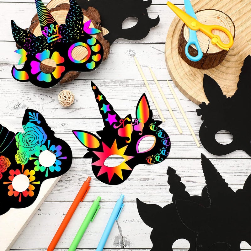 Sratte 48 Pcs Unicorn Scratch Cards for Kids Rainbow Spring Scratch Crafts 12 Styles Scratch Off Unicorn Party Favors for DIY Crafts Home Decoration Art Project Games - Image 2