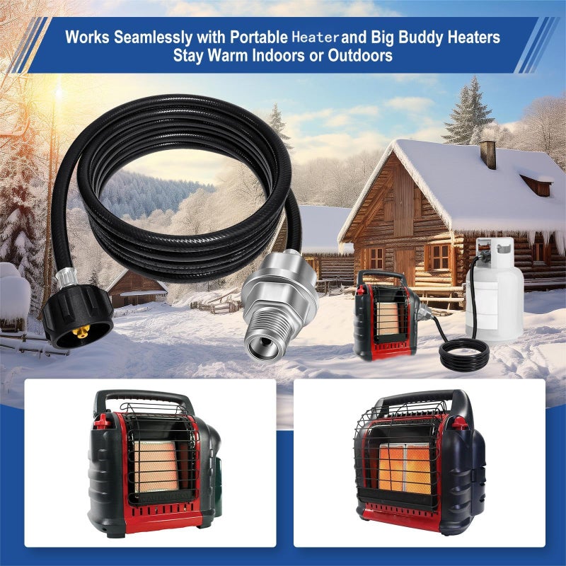 YFLWGFDA Propane Heater Fuel Filter F273699 with 6FT Propane Hose for Buddy Heater, Big Buddy, Little Buddy, Buddy Series,Connect 20-45 lb Propane Tanks, Replaces F276163 F273704 F273701 F273702 Etc. - Image 4