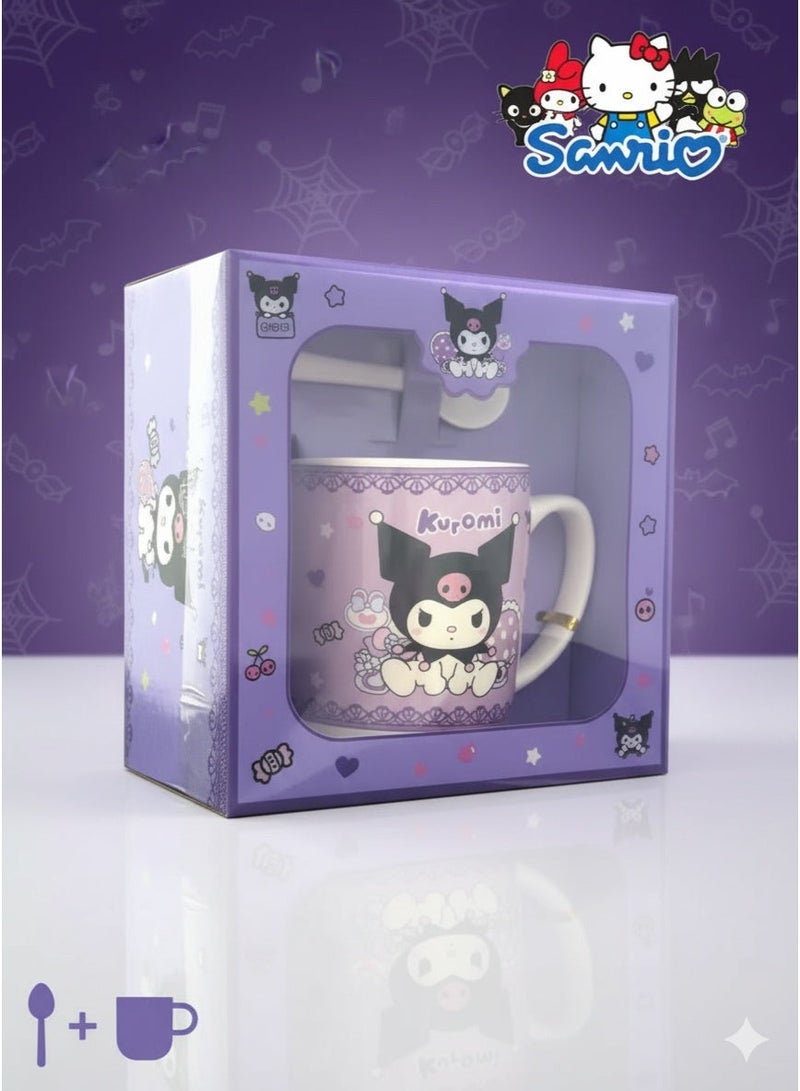 سانريو طقم مكون من كوب وملعقة لشخصية كرومي المستوحاة من شخصيات سانريو - Image 1