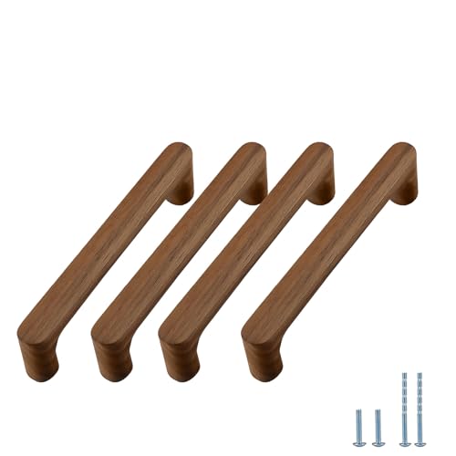 Evionlin 5 in walnaut 6 pcs Round Wooden Drawer Pulls cabinets Handle Kitchen Door - Image 1