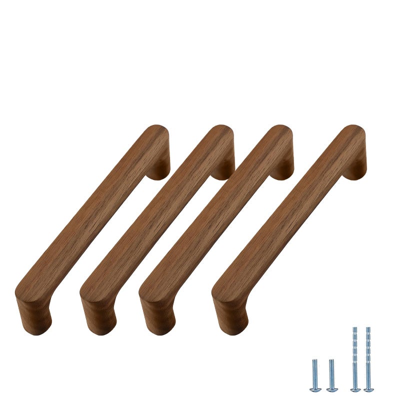 Evionlin 5 in walnaut 6 pcs Round Wooden Drawer Pulls cabinets Handle Kitchen Door - Image 2