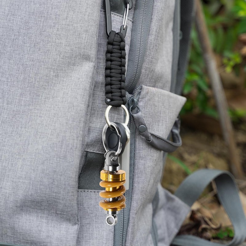 Motorcycle Keychain for Men Metal Key Ring with Shock Absorber Pendant Yellow and Silver Decorative Automotive Accessories - Image 5