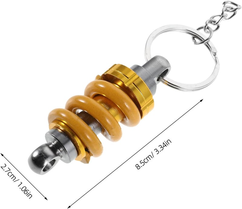 Motorcycle Keychain for Men Metal Key Ring with Shock Absorber Pendant Yellow and Silver Decorative Automotive Accessories - Image 2