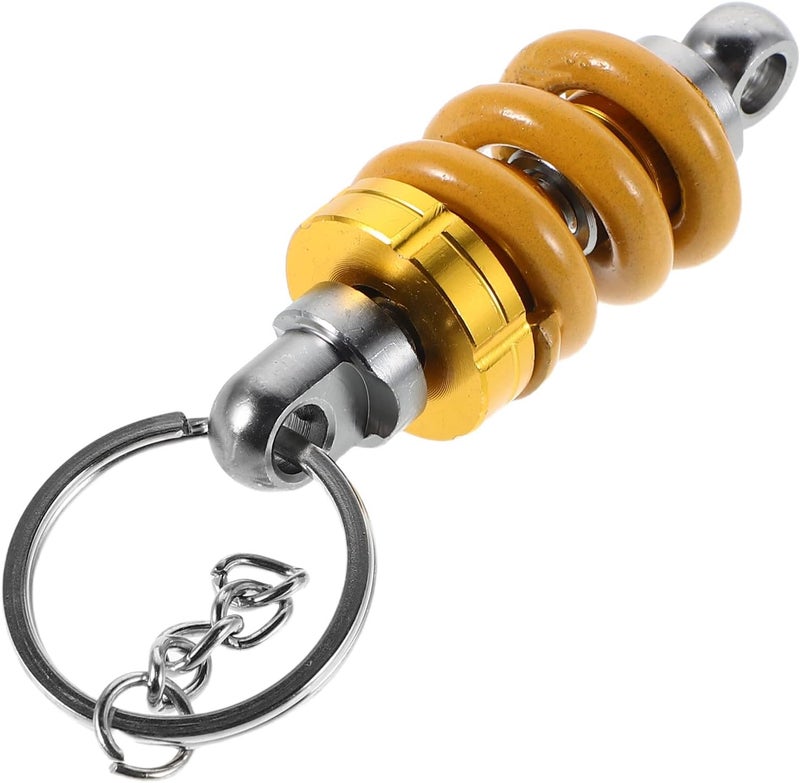 Motorcycle Keychain for Men Metal Key Ring with Shock Absorber Pendant Yellow and Silver Decorative Automotive Accessories - Image 1