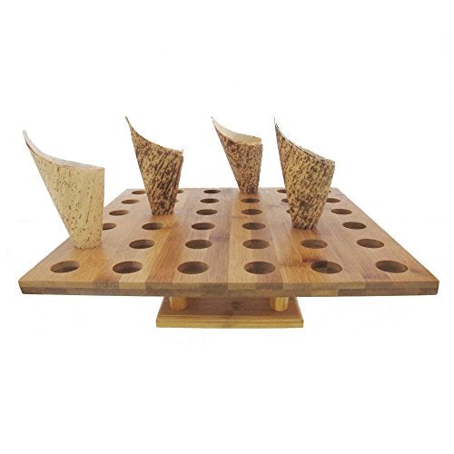BambooMN 13" x 13" Natural Bamboo Square Food Cone Display Tamaki Stand for Restaurants, Catered Events, Party or Buffets, Holds up to 36 Cones - Image 5