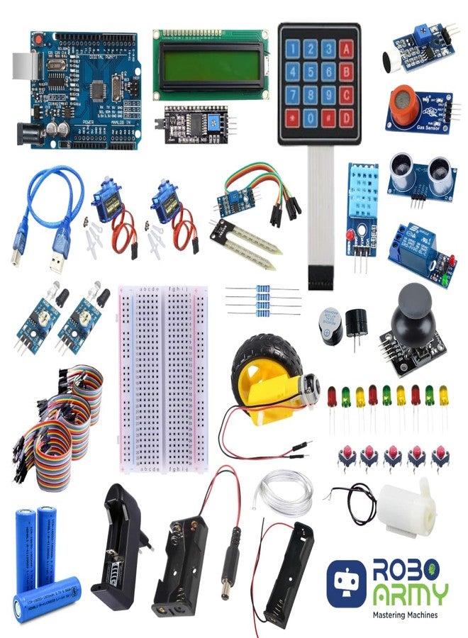 Roboarmy Compatible with Arduino with Display for Ages 12-16 | 25+ Projects: Ultrasonic Distance Meter, Temperature & Humidity Measurement & Others | Class 7-8-9-10| Robokit - 2B - Image 2